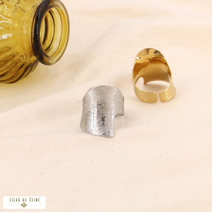 Bague acier inoxydable ouverte contemporaine striée femme 0424021 argenté Bague acier inoxydable ouverte contemporaine striée femme 0424021 argenté