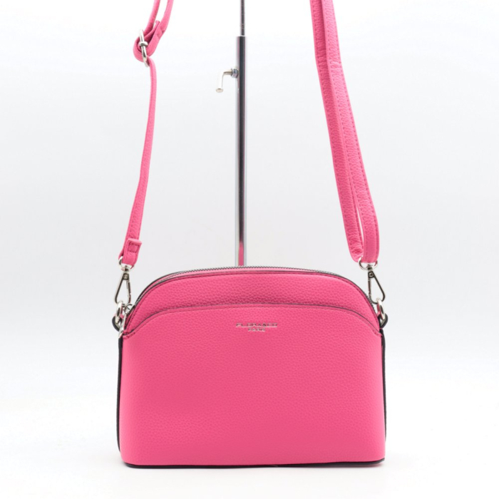 Sac à bandoulière Flora&Co simili-cuir rigide grainé 0924014 fushia