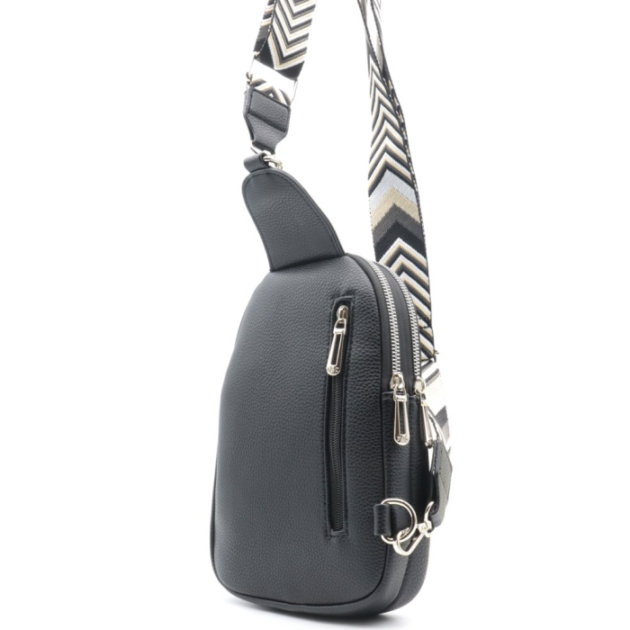 Sacoche de poitrine simili-cuir grainé Flora&Co femme 0924019 noir