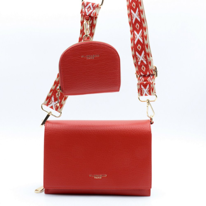 Sac porte épaule simili-cuir grainé Flora&Co femme 0924021 rouge