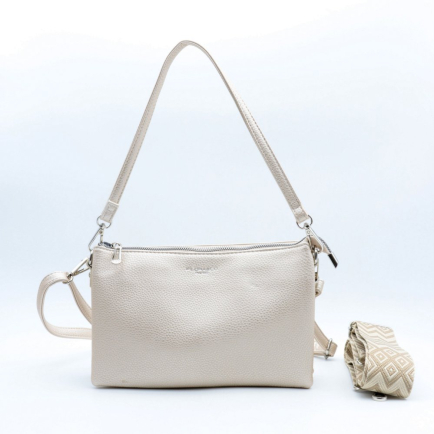 Sac trotteur simili-cuir grainé Flora&Co femme 3 compartiments 0924506 écru