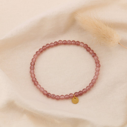 Bracelet élastique billes pierre 4mm acier inoxydable femme 0224593 violet