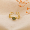 Bague Ajustable Maille Marine Acier Cabochons Pierre ou Nacre 0425015 vert