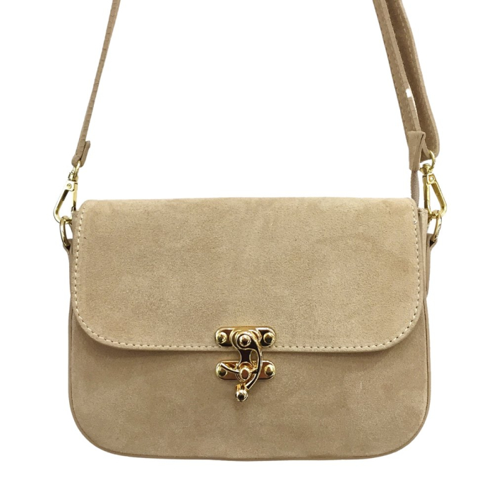 Sac Bandoulière Style Box Rigide Cuir Façon Daim 0925005 naturel/beige Sac Bandoulière Style Box Rigide Cuir Façon Daim 0925005 naturel/beige