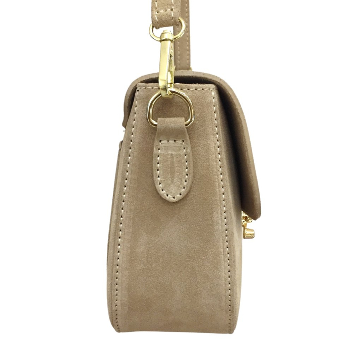 Sac Bandoulière Style Box Rigide Cuir Façon Daim 0925005 naturel/beige