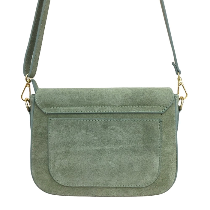 Sac Bandoulière Style Box Rigide Cuir Façon Daim 0925005 vert aqua