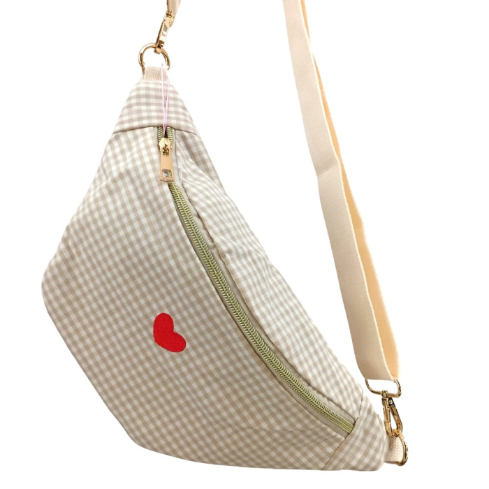 Sac Banane Imprimé Vichy Floral Rayures Synthétique 0925008 naturel/beige