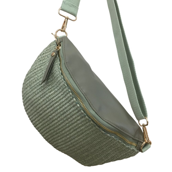 Sac Banane Synthétique Effet Raphia et Simili-Cuir 0925010 vert kaki Sac Banane Synthétique Effet Raphia et Simili-Cuir 0925010 vert kaki