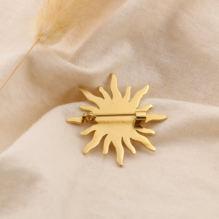 Broche Épingle Soleil Acier Inoxydable 30mm 0525004 doré
