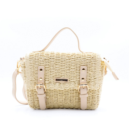 Mini-gibecière Flora&Co paille papier simili-cuir 0925017 écru