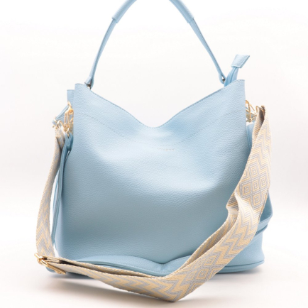 Sac à main 2-en-1 simili-cuir grainé Flora&Co 2 bandoulières 0924007 bleu ciel