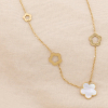 Collier acier nacre fleurs ajourées pétales arrondies 0125115 doré Collier acier nacre fleurs ajourées pétales arrondies 0125115 doré