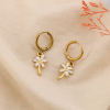 Boucles d’oreilles créoles palmier émaillé 0325027 blanc