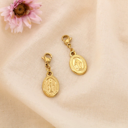 2 Charms Médaille Ovale Acier Inoxydable Doré 0625026 doré