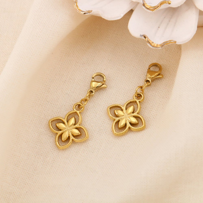 2 Charms Fleur Ajourée Acier Inoxydable Doré 0625027 doré