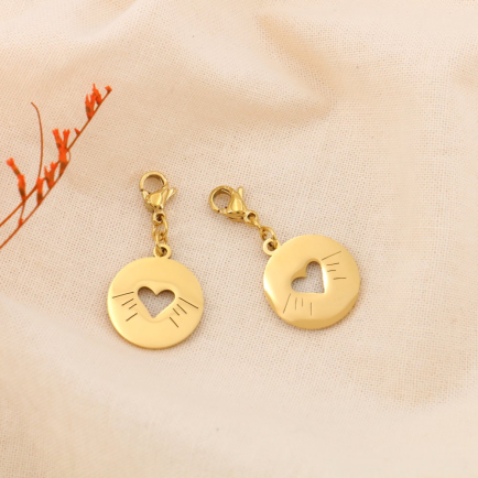 2 Charms Cœur Ajouré Acier Inoxydable Doré 0625031 doré