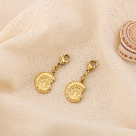 2 Charms Coquillage Spirale Acier Inoxydable 0625034 doré