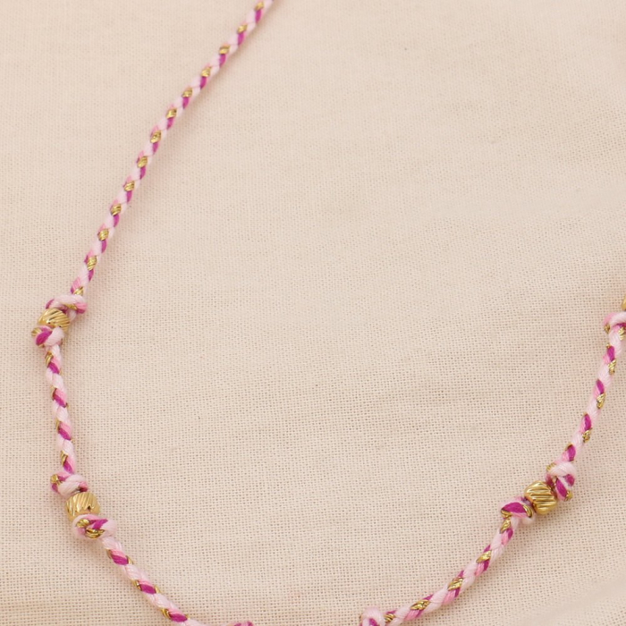 2 Colliers cordon torsadé coloré inox pour charms 0125148 rose