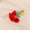 Bijou de sac ou porte-clés fleurs cœur 0825004 rouge