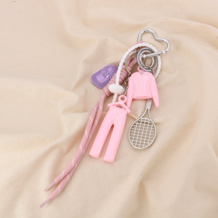 Bijou de sac ou porte-clés sport métal acrylique 0825005 rose