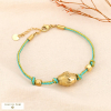 Bracelet talisman en acier sur cordon tressé bicolore 0224035 vert aqua