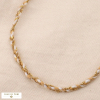 Collier tressé coloré avec chaîne fine en acier 0124076 naturel/beige