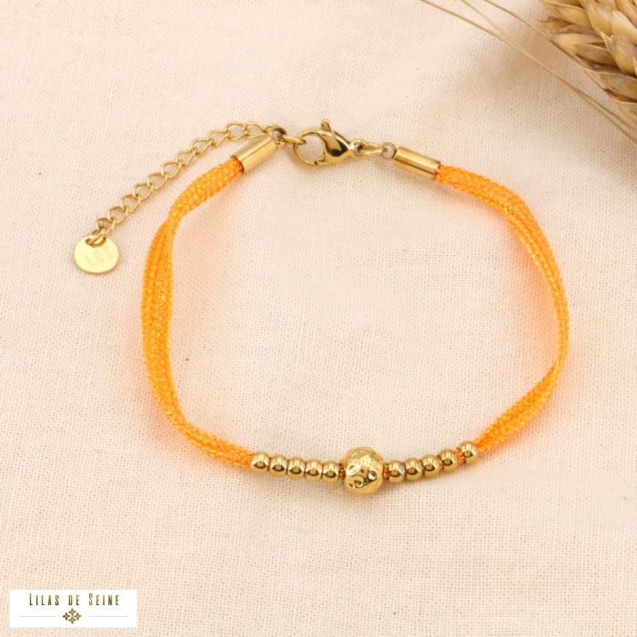 Bracelet tendance avec billes en acier inoxydable 0224061 orange