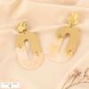 Boucles d'Oreilles Clip Vintage Pendentif XXL Acier Résine Marbrée 0324533 naturel/beige