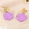 Boucles d’oreilles florales en acier inoxydable et résine 0324007 mauve