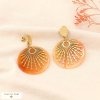 Boucles d’oreilles rondes en acier inoxydable et résine 0324060 marron