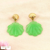 Boucles d’oreilles coquillage en acier inoxydable doré et résine 0324003 vert