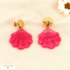 Boucles d’oreilles coquillage en acier inoxydable doré et résine 0324003 fushia