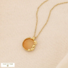 Collier en acier inoxydable avec pendentif rond en pierre naturelle orange Collier en acier inoxydable avec pendentif rond en pierre naturelle orange