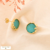 Puces d’oreilles acier inoxydable pierre naturelle 0324027 vert aqua