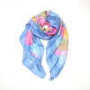 Étole Soie Viscose Motif Floral Multicolore 0725002 bleu ciel