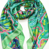 Étole Soie Viscose Feuille Exotique Multicolore 0725022 vert
