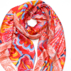 Étole Soie Viscose Feuille Exotique Multicolore 0725022 rouge corail Étole Soie Viscose Feuille Exotique Multicolore 0725022 rouge corail