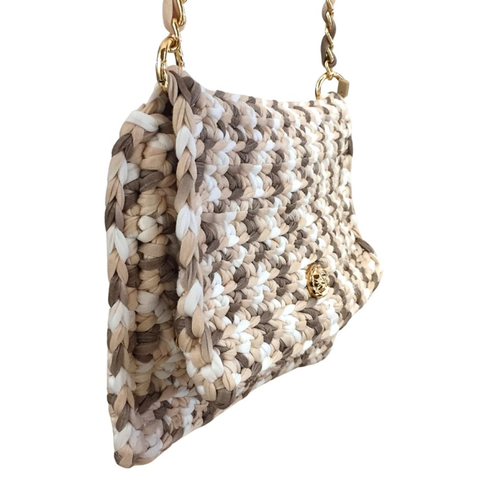 Sac à bandoulière tressé en polyester 0925022 taupe