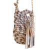 Sac à main tressé en polyester avec bandoulière chaîne 0925023 taupe