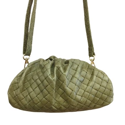 Sac porté épaule en cuir véritable 0925024 vert kaki