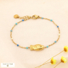Bracelet Talisman Poisson en Acier Inoxydable et Perles Émaillées 0224028 bleu ciel