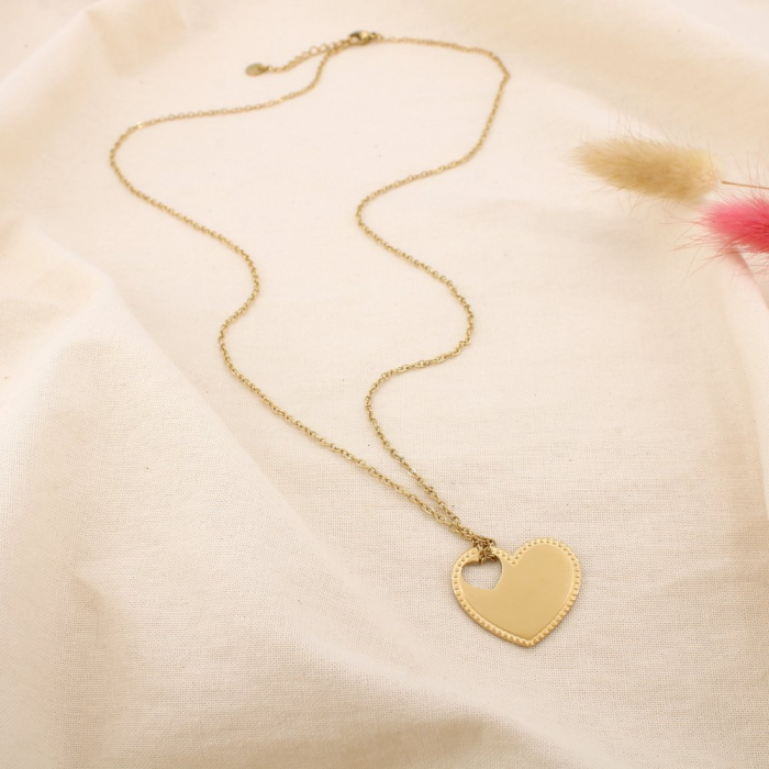 Collier cœur ajouré en acier inoxydable 0125132 doré Collier cœur ajouré en acier inoxydable 0125132 doré