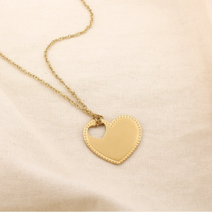 Collier cœur ajouré en acier inoxydable 0125132 doré