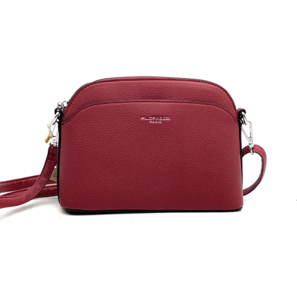 Sac à bandoulière Flora&Co simili-cuir rigide grainé 0924014 rouge foncé