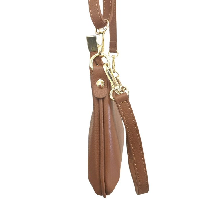 Sac porté épaule cuir véritable grainé 2 bandoulières 0924515 camel