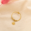 Bague fine ouverte breloque fleur acier inoxydable 0425023 doré
