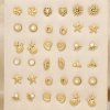 Ensemble 18 puces d'oreilles acier nacre strass 0325128 doré Ensemble 18 puces d'oreilles acier nacre strass 0325128 doré