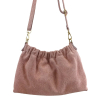 Sac porté épaule cuir véritable daim haut plissé 0924514 rose