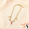 Chaîne de cheville acier inoxydable breloques piment émail 0225159 rouge