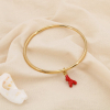 Bracelet jonc acier inoxydable breloque corail émaillée 0225229 doré